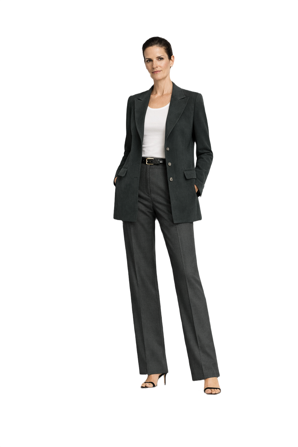 1990s Dark Charcoal Grey Suede Blazer - Model