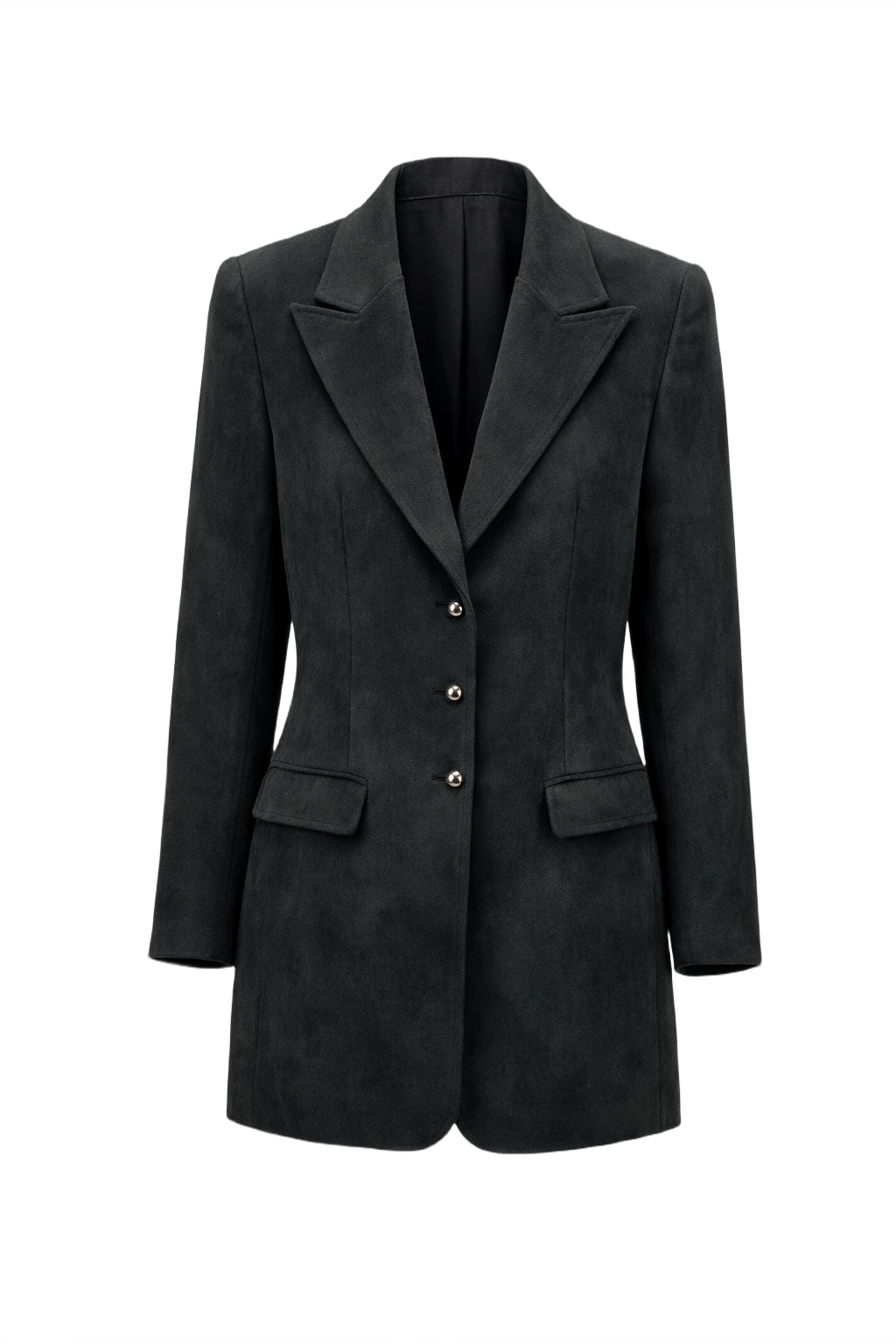1990s Dark Charcoal Grey Suede Blazer - Front View