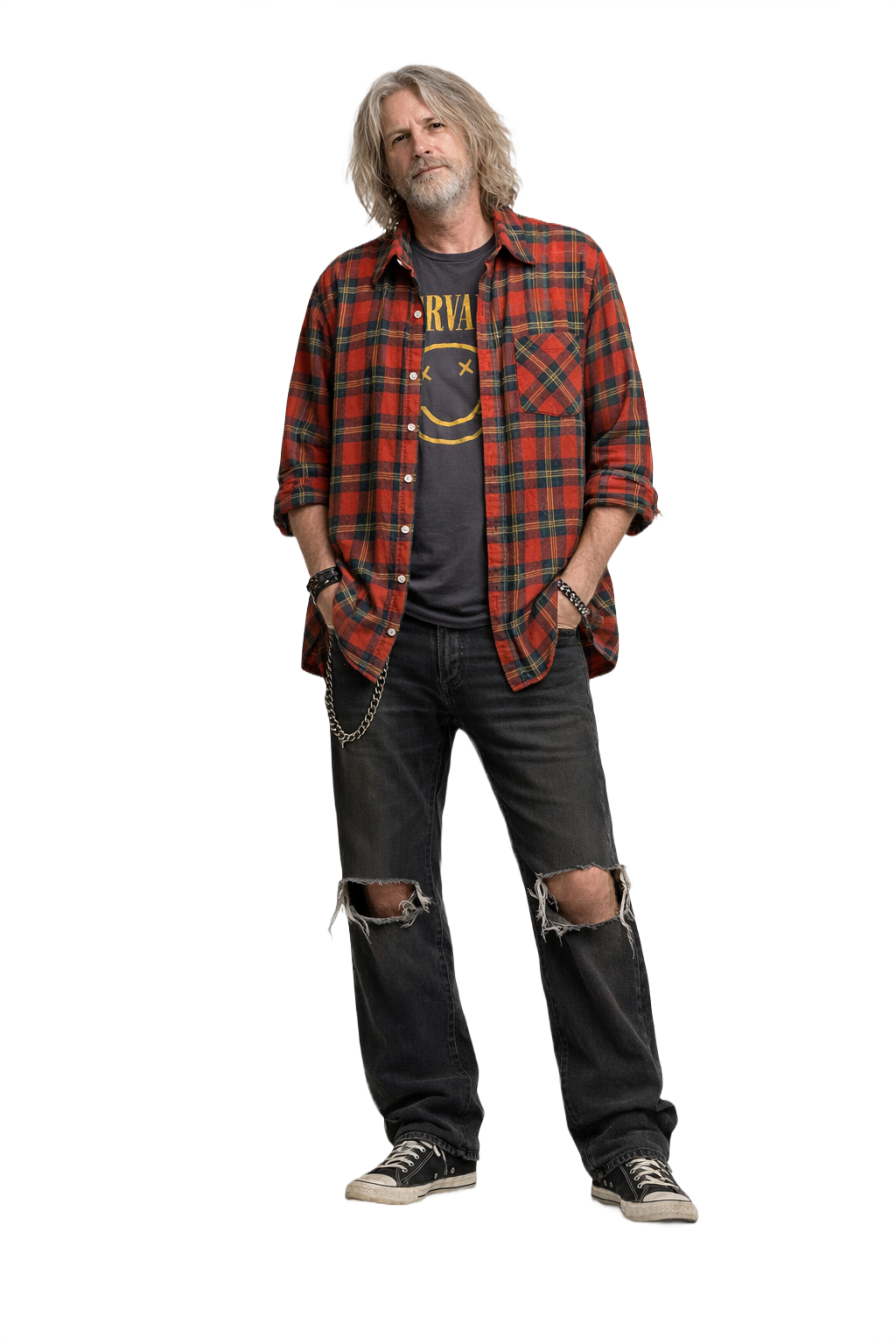 1990s Red Flannel Shirt - Model