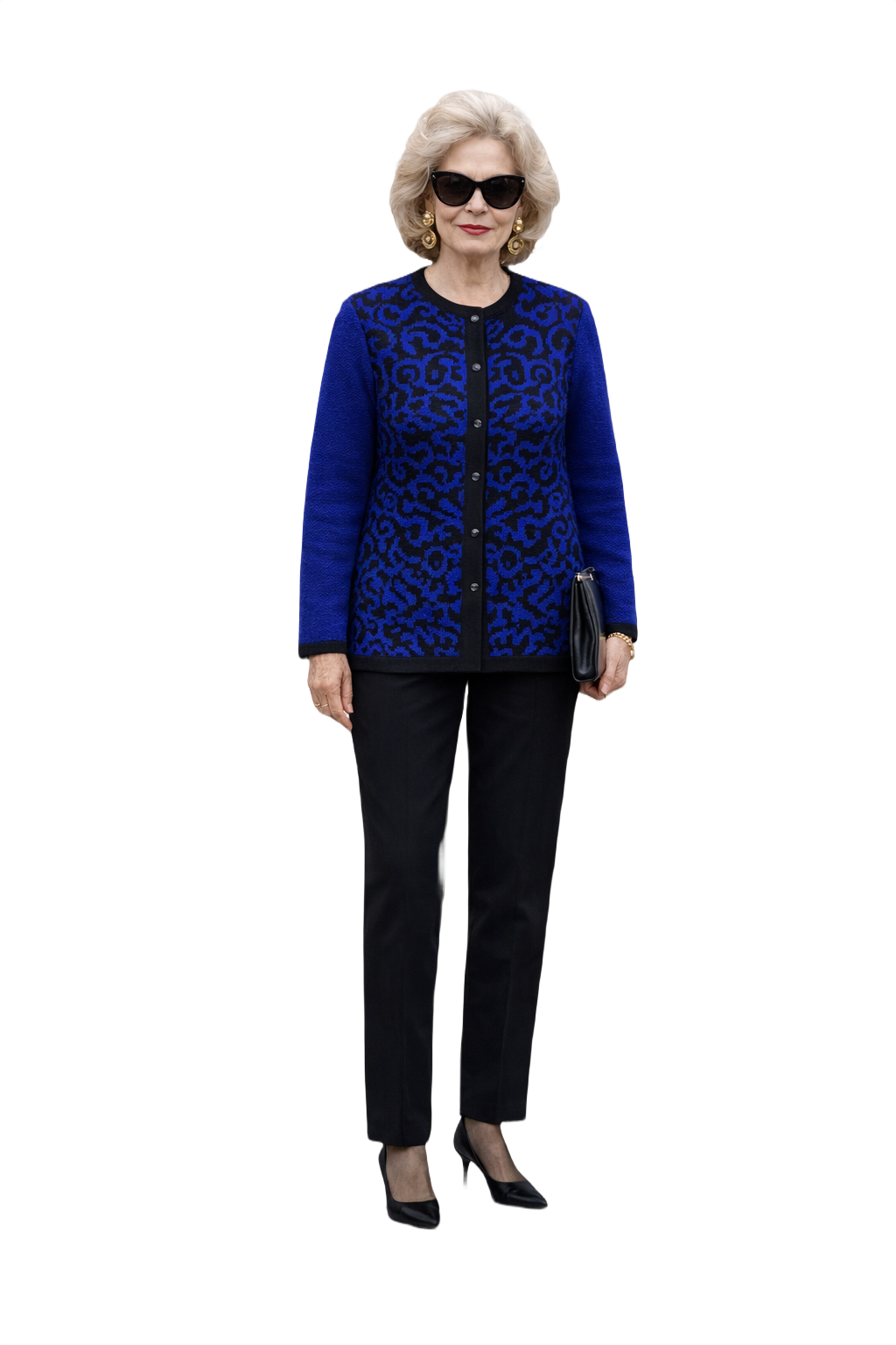 1980s Electric Blue Wool Cardigan - Model