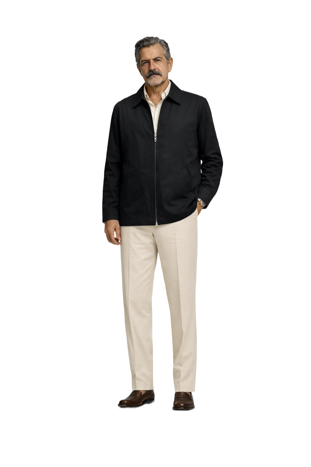 1980s Black Synthetic Blend Jacket - Model