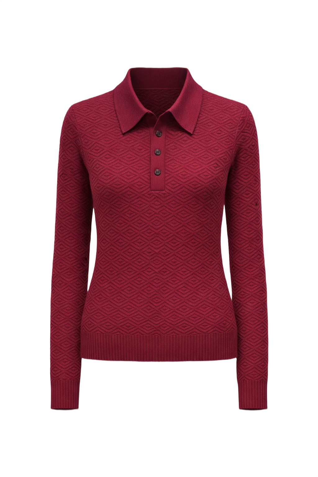 1970s Burgundy Knit Sweater - Front View