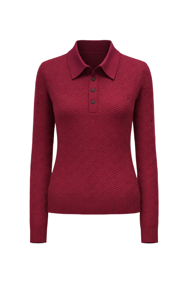 1970s Burgundy Knit Sweater - Front View