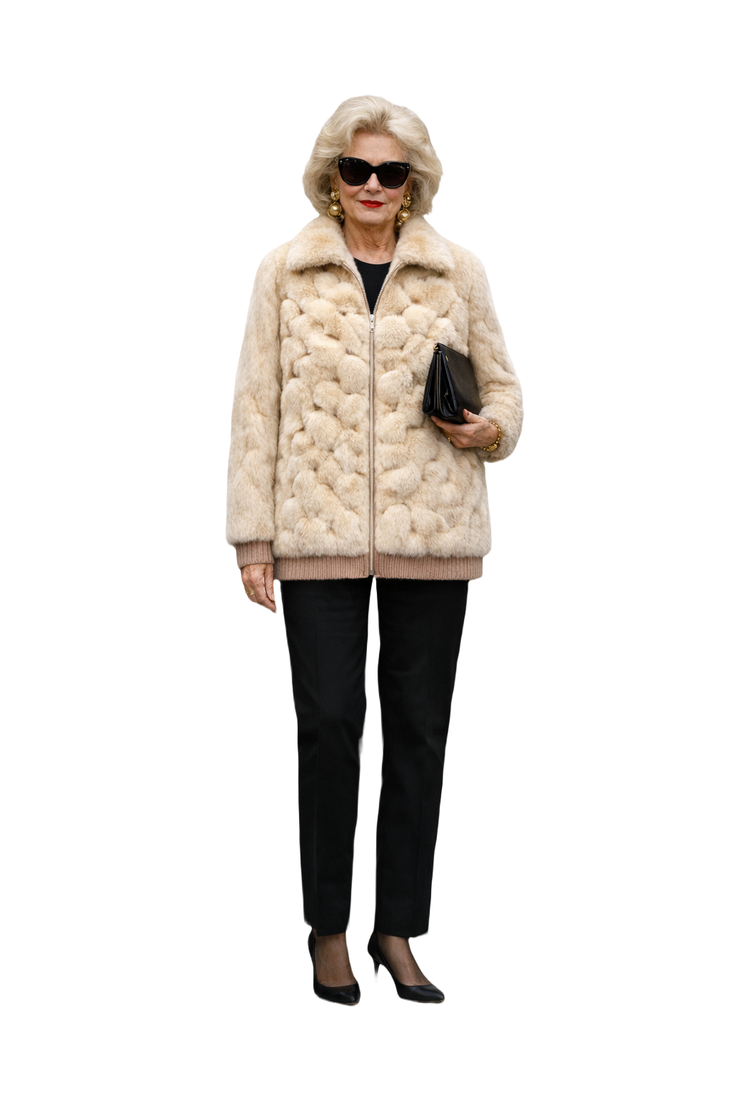 1980s Cream Fur Coat - Model
