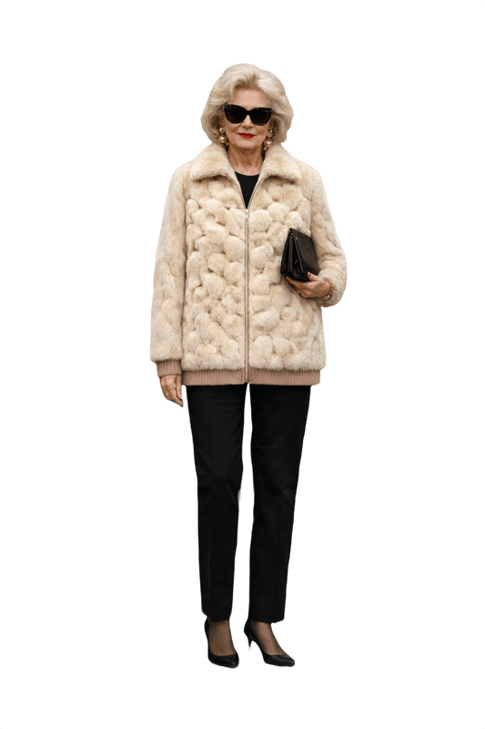 1980s Cream Fur Coat - Model