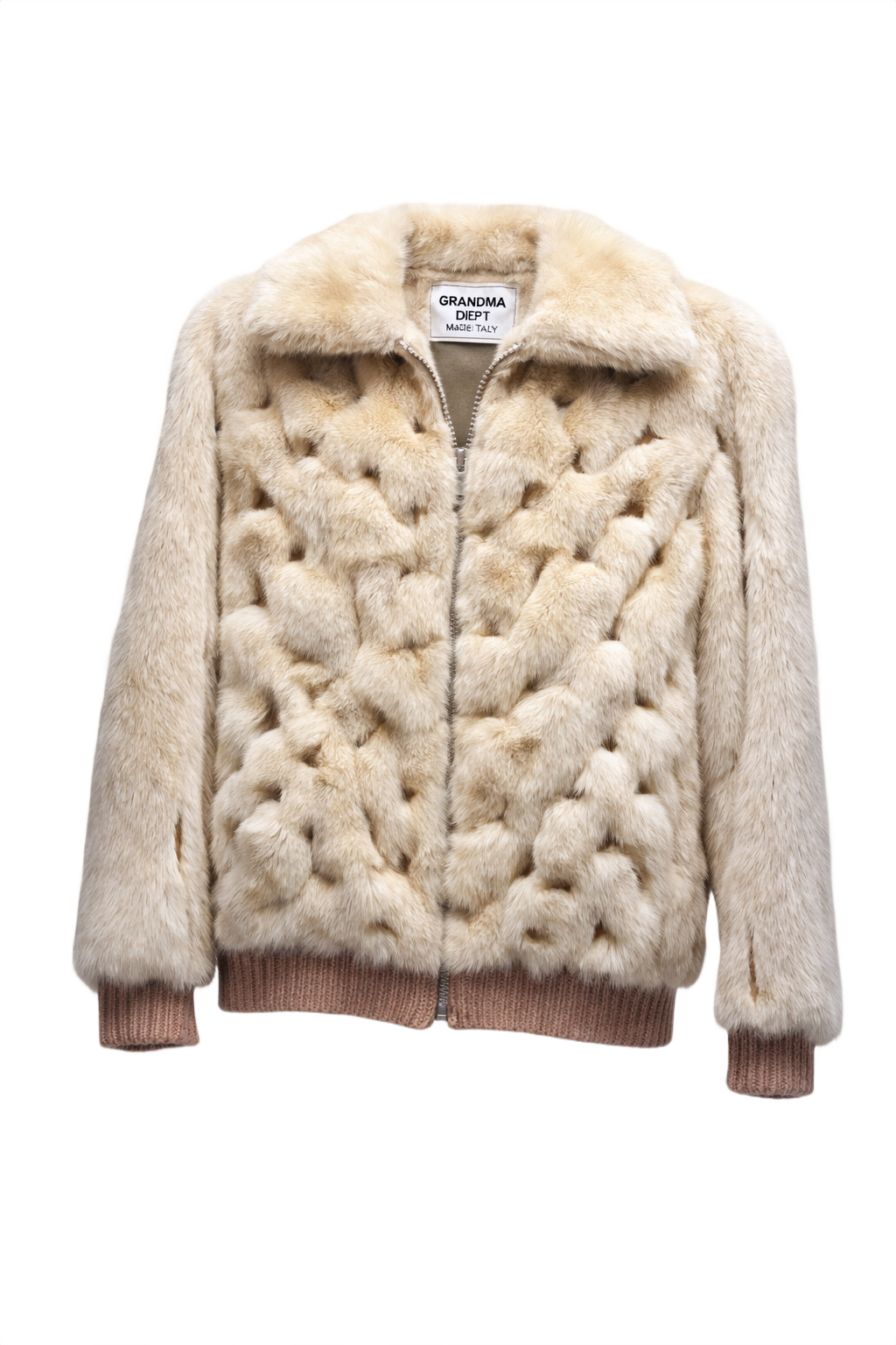 1980s Cream Fur Coat - Front View