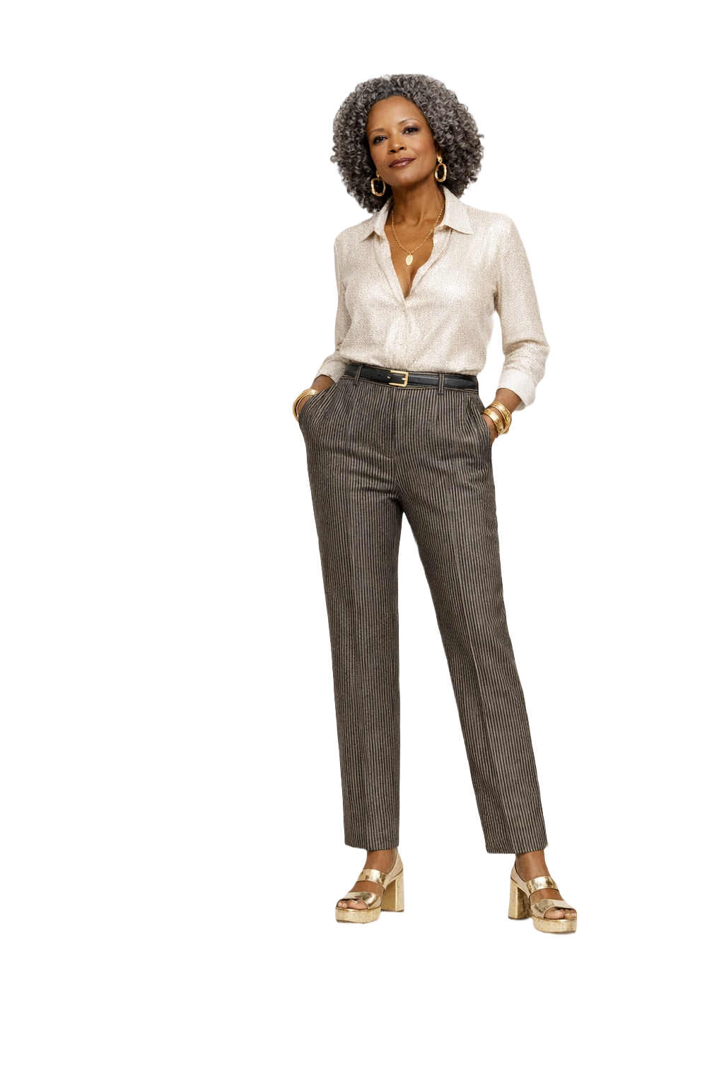 1970s Black Polyester Trousers - Model