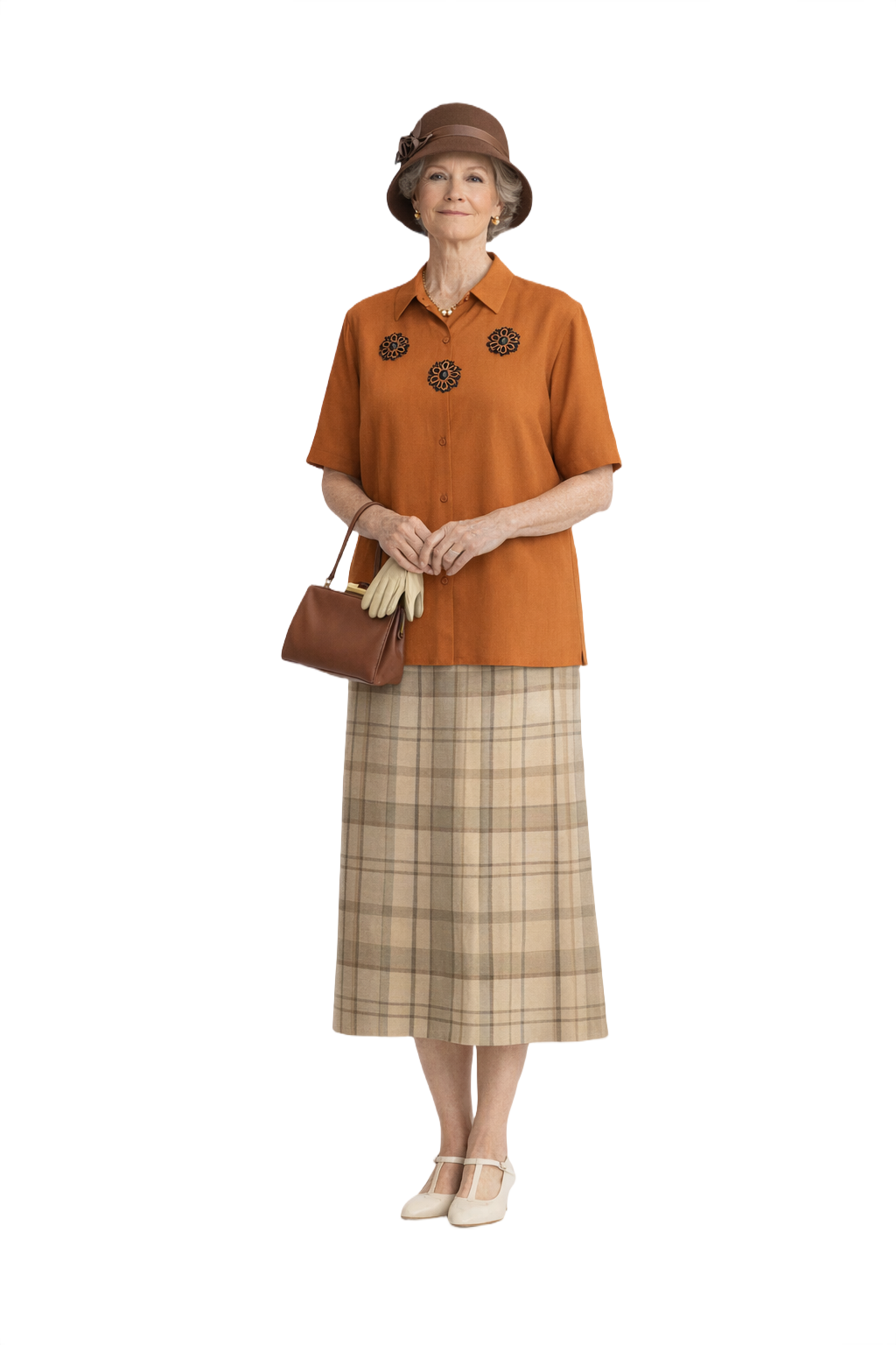 1930s Rust Orange Silk Blouse - Model