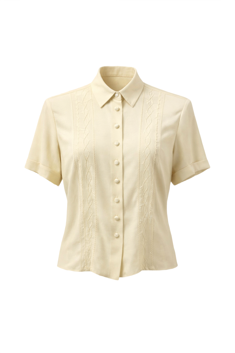 1930s Cream Silk Blouse - Front View