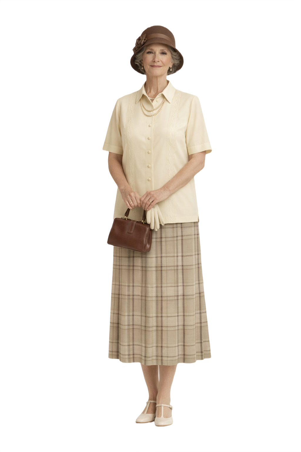 1930s Cream Silk Blouse - Model