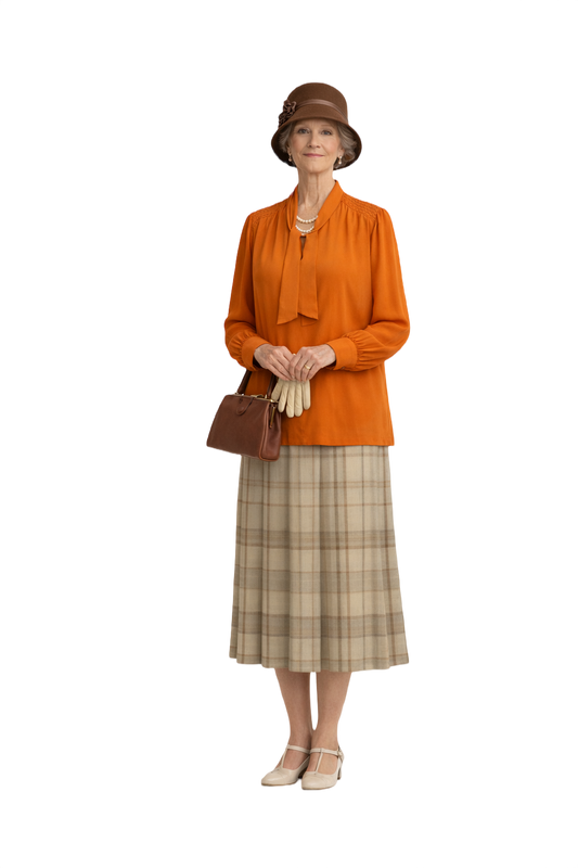 1930s Orange Silk Blouse - Model