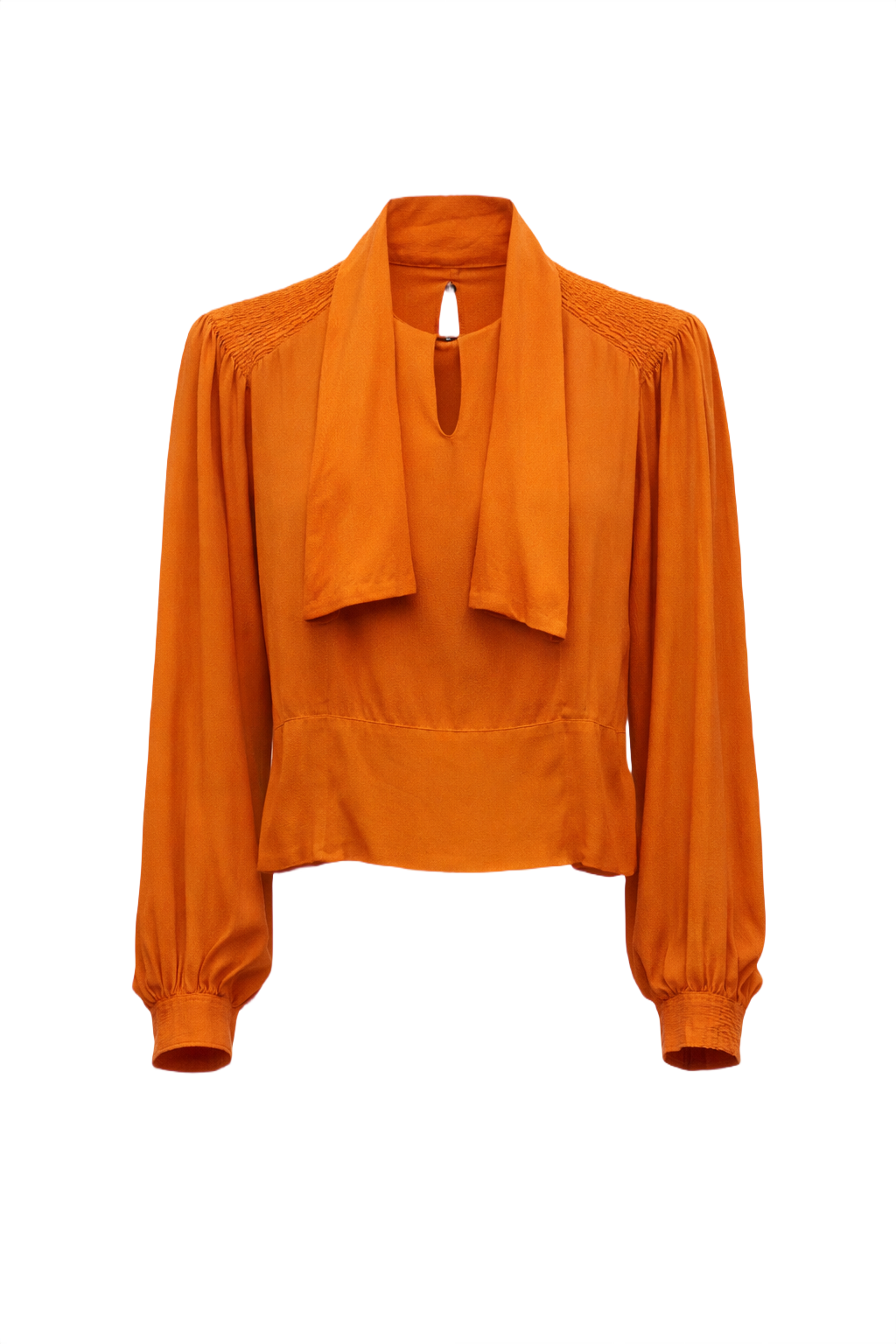 1930s Orange Silk Blouse - Front View