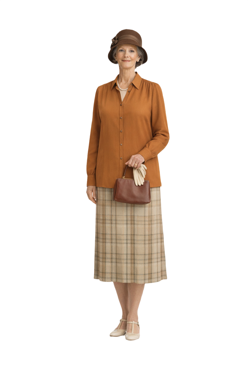 1930s Burnt Orange Silk Blouse - Model