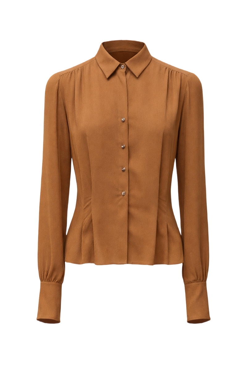 1930s Burnt Orange Silk Blouse - Front View