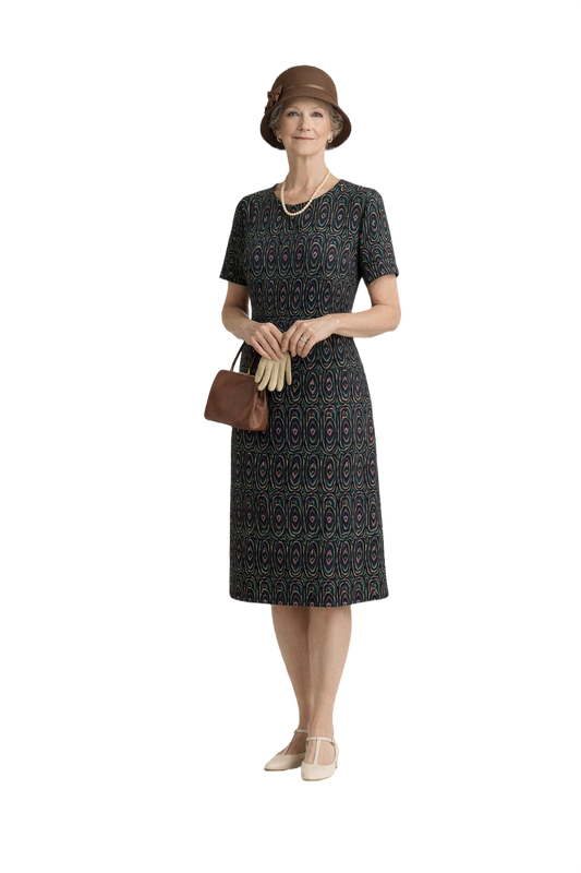 1930s Multicolor Silk Dress - Model