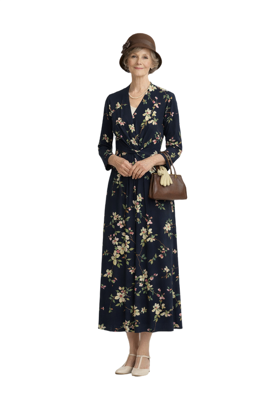 1930s Black Silk Dress - Model