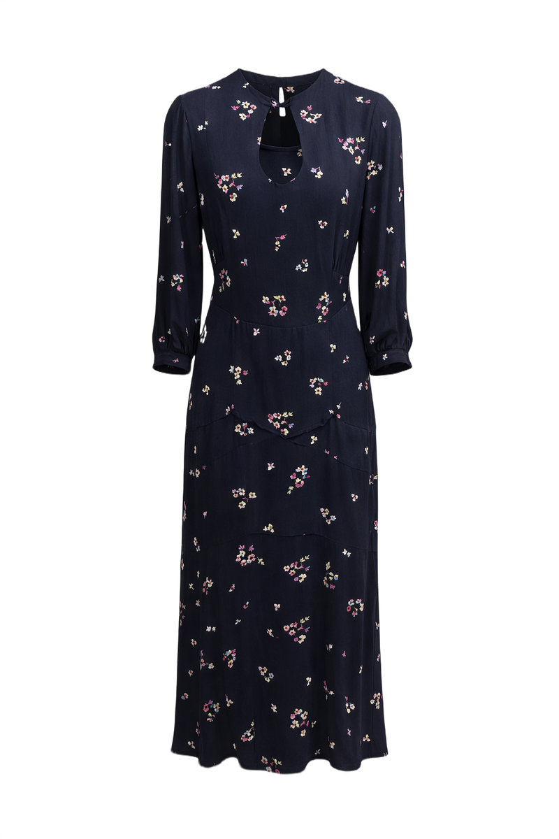 1930s Black Rayon Dress - Front View