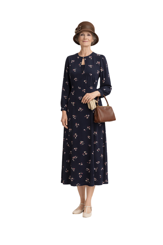 1930s Black Rayon Dress - Model