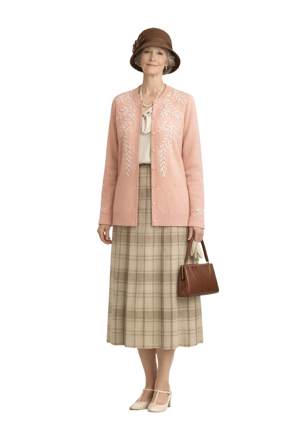 1930s Light Pink Wool Blend Cardigan - Model