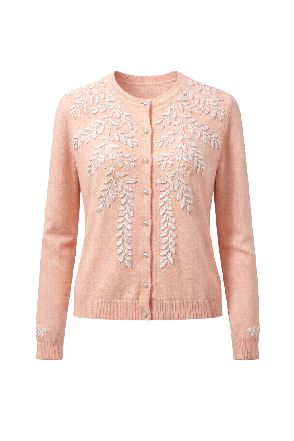 1930s Light Pink Wool Blend Cardigan - Front View