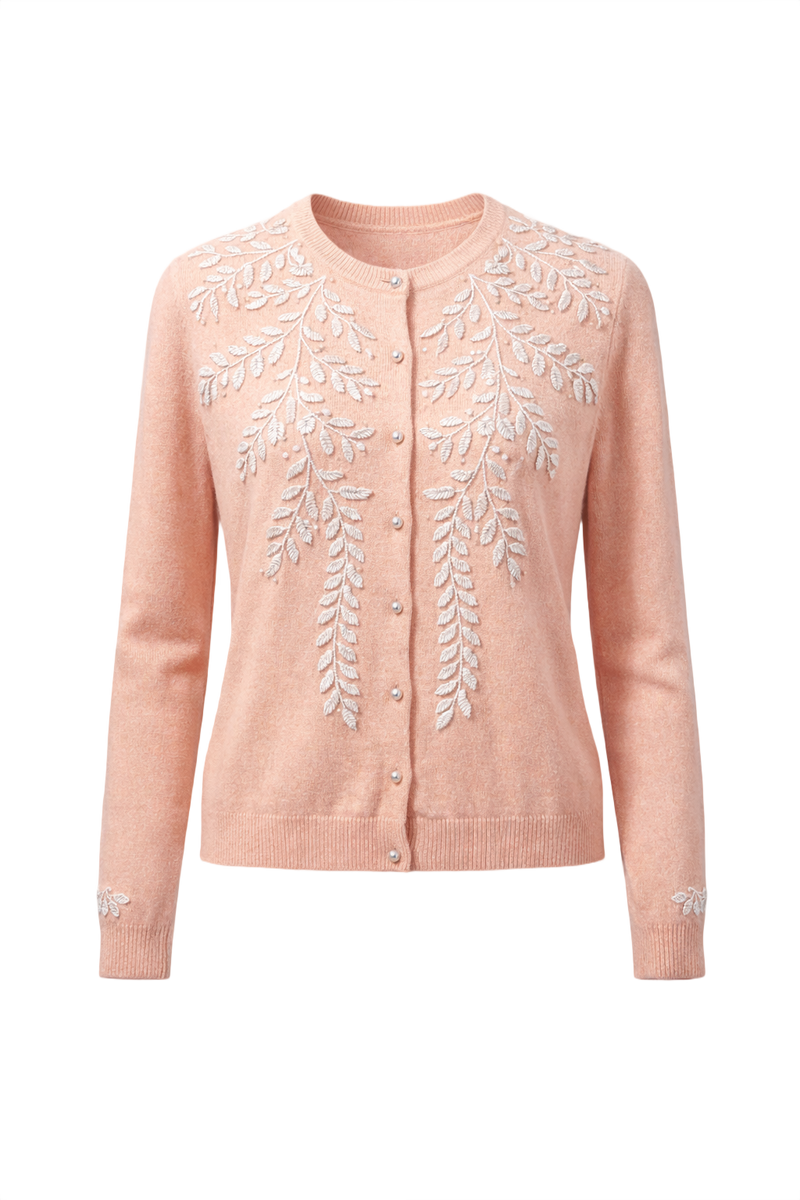 1930s Light Pink Wool Blend Cardigan - Front View