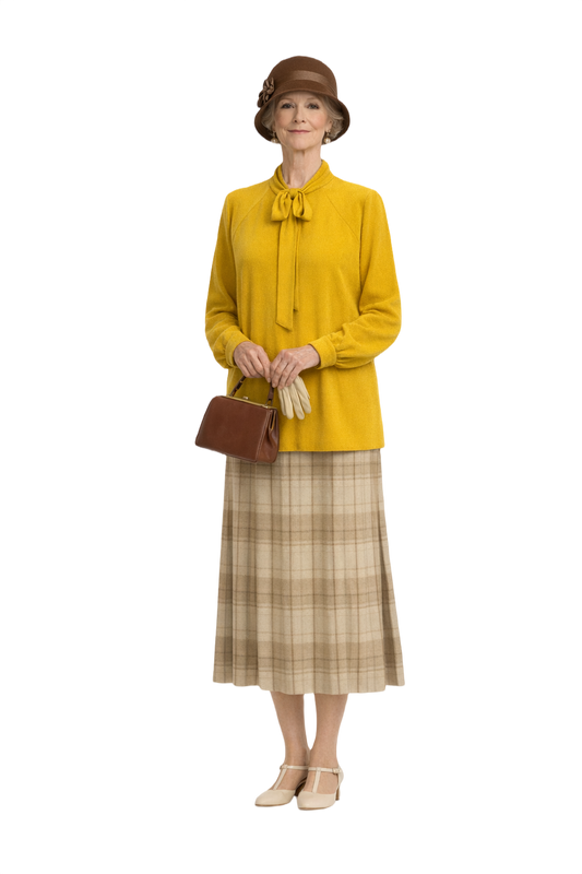 1930s Mustard Yellow Synthetic Blend Blouse - Model