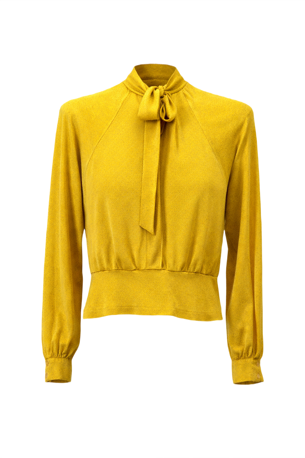 1930s Mustard Yellow Synthetic Blend Blouse - Front View