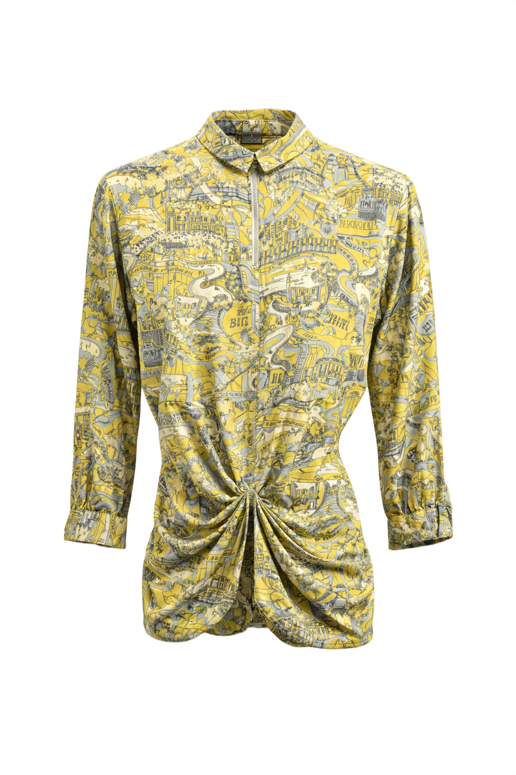 1930s Yellow Silk Blouse - Front View