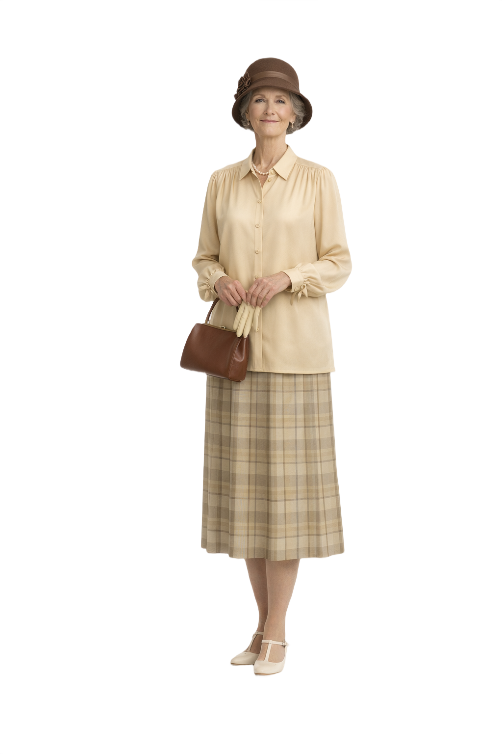 1930s Beige Silk Blouse - Model