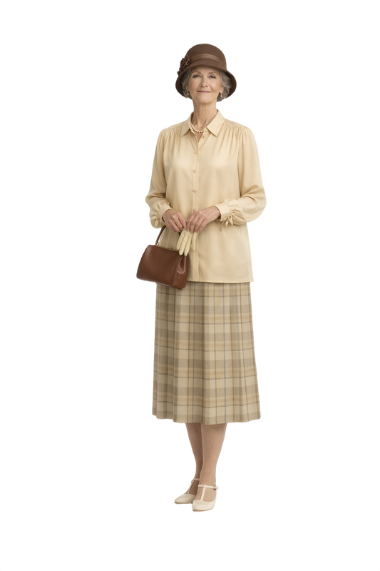 1930s Beige Silk Blouse - Model