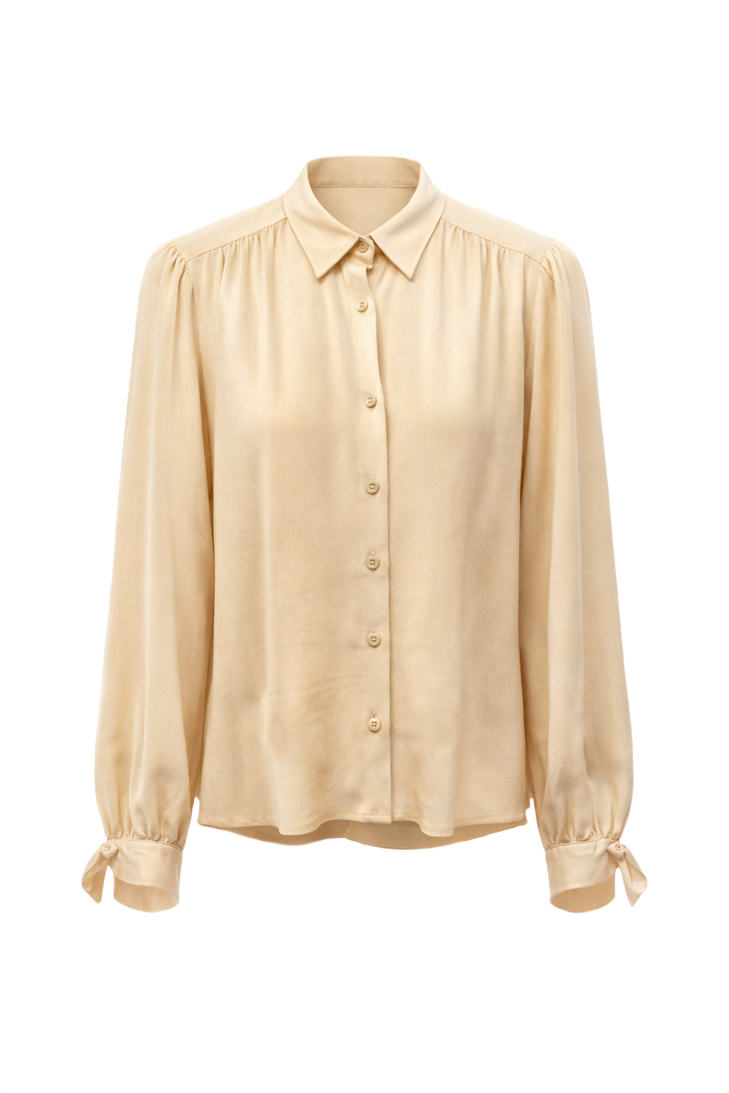 1930s Beige Silk Blouse - Front View