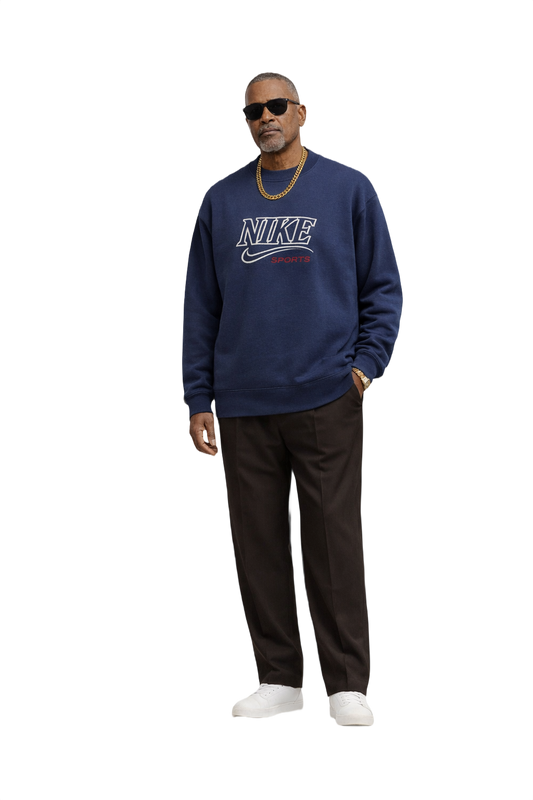 1990s Navy Blue Cotton Blend Sweater - Model
