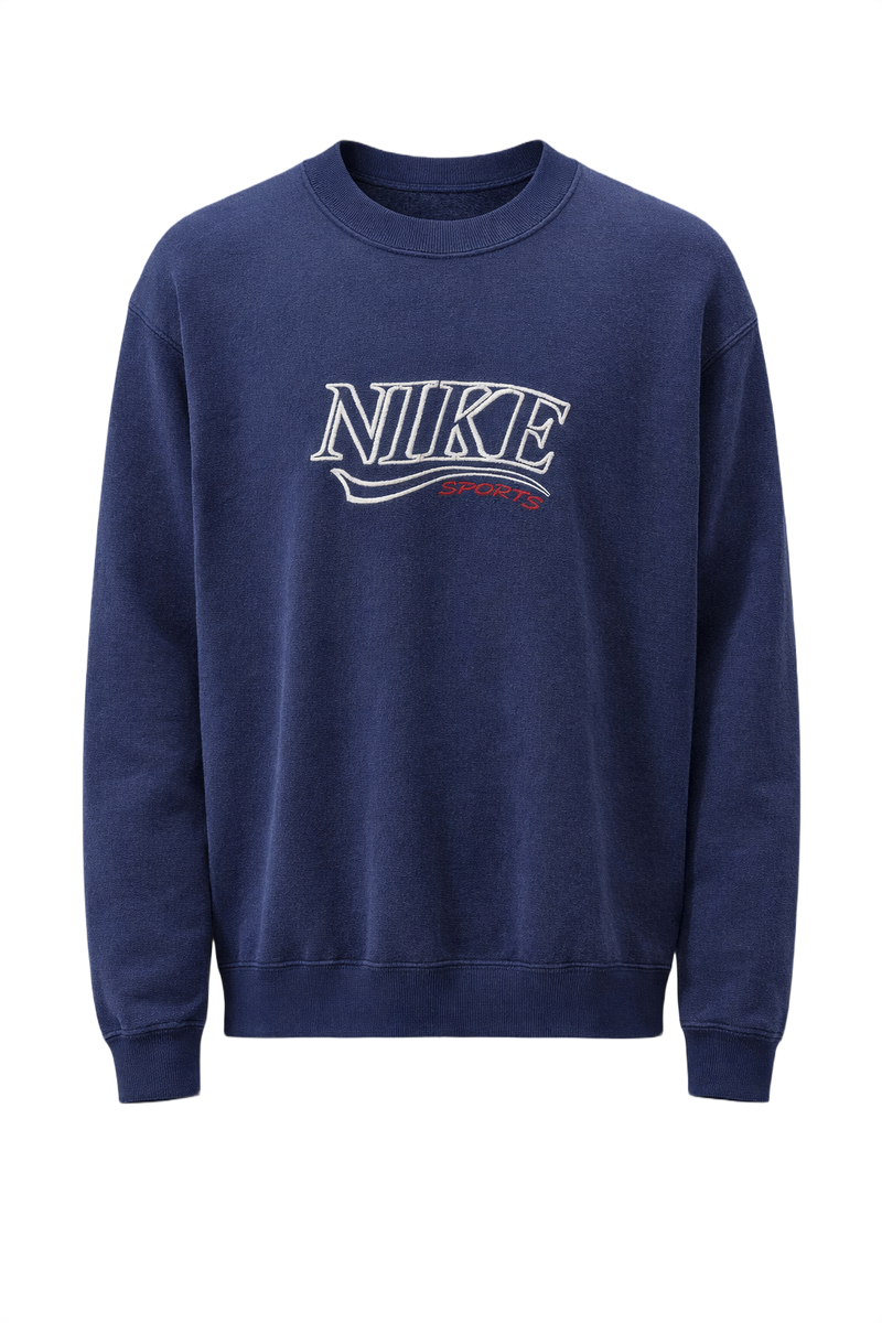 1990s Navy Blue Cotton Blend Sweater - Front View
