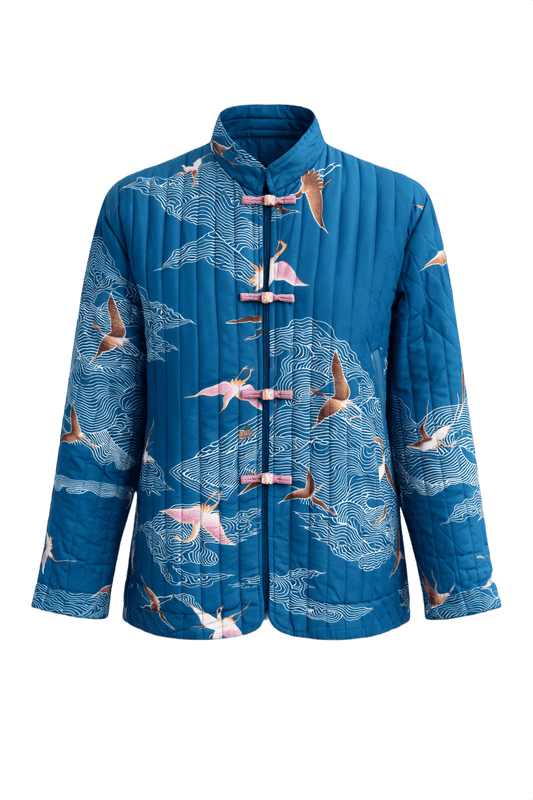 1970s Blue Polyester Jacket - Front View