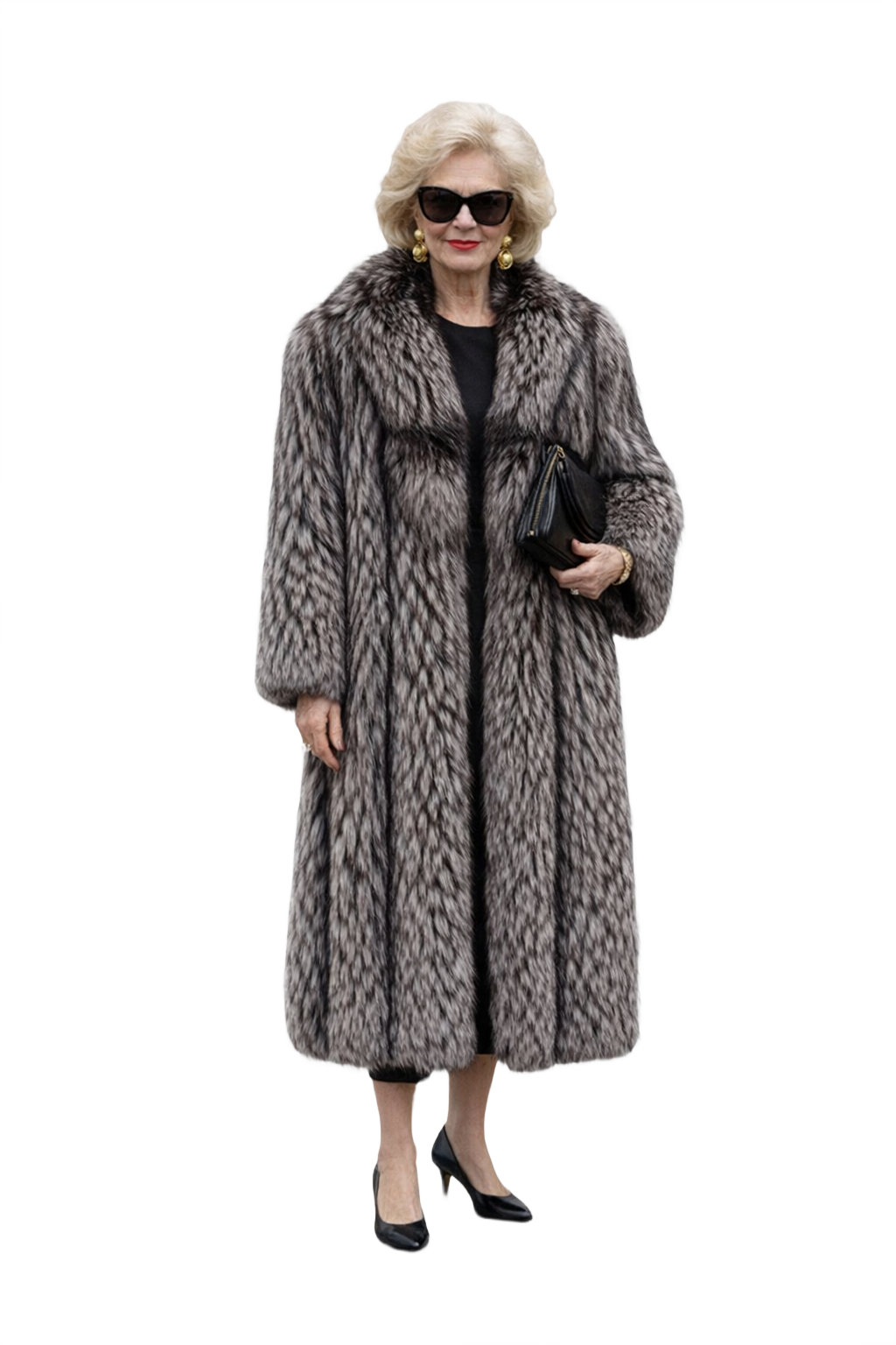 1980s Charcoal Grey Fur Coat - Model