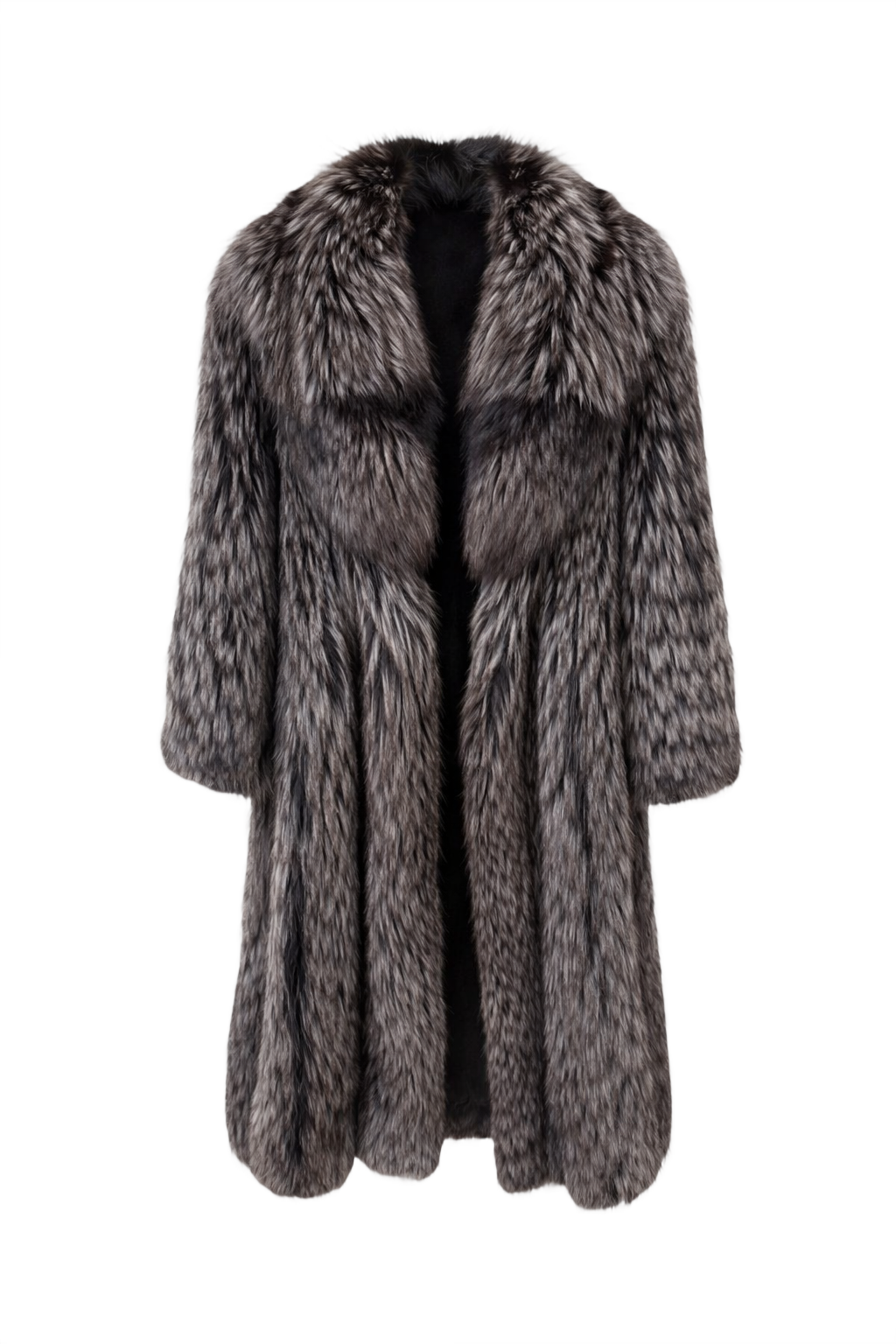 1980s Charcoal Grey Fur Coat - Front View