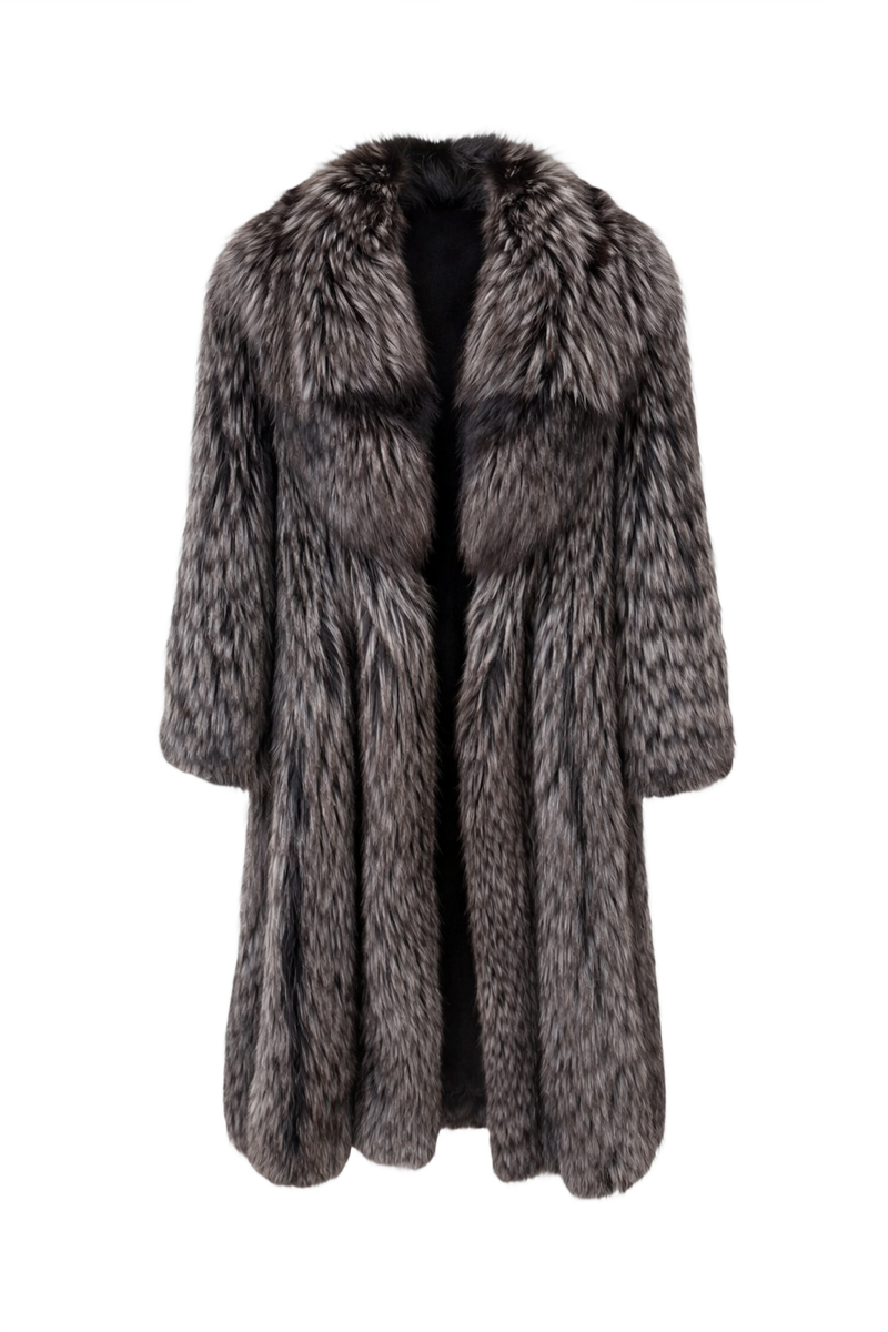 1980s Charcoal Grey Fur Coat - Front View