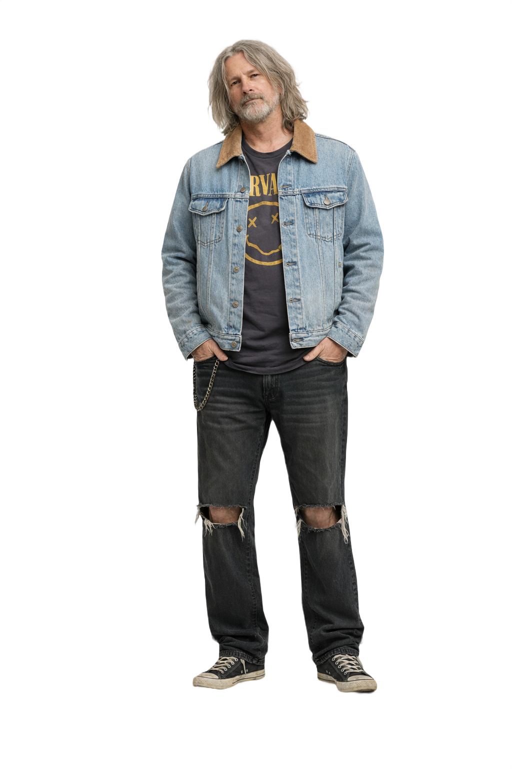 1990s Light Wash Blue Denim Jacket - Model