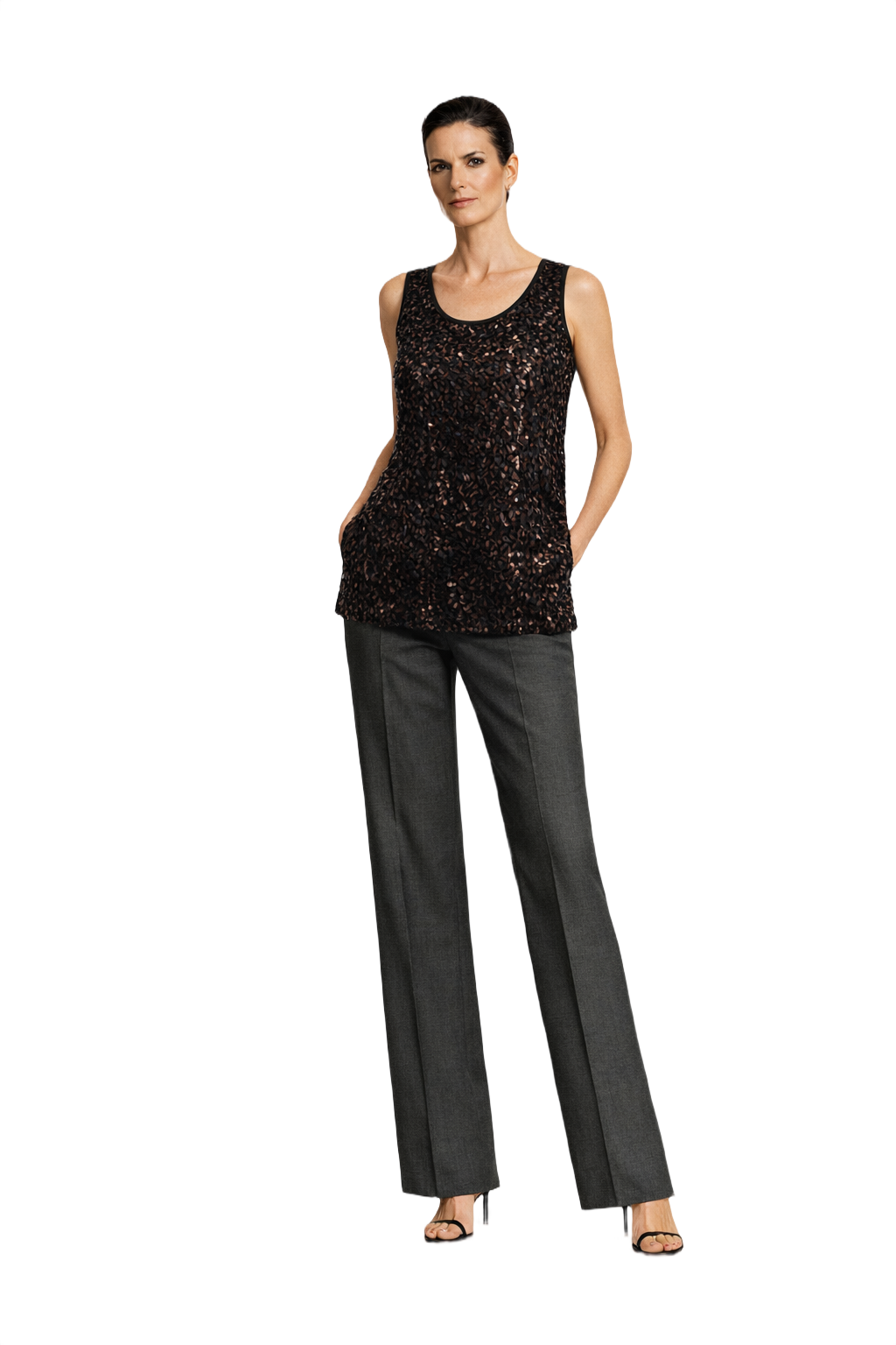 1990s Black Polyester Sleeveless Top - Model