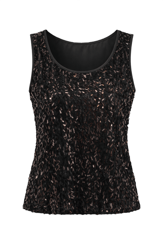 1990s Black Polyester Sleeveless Top - Front View