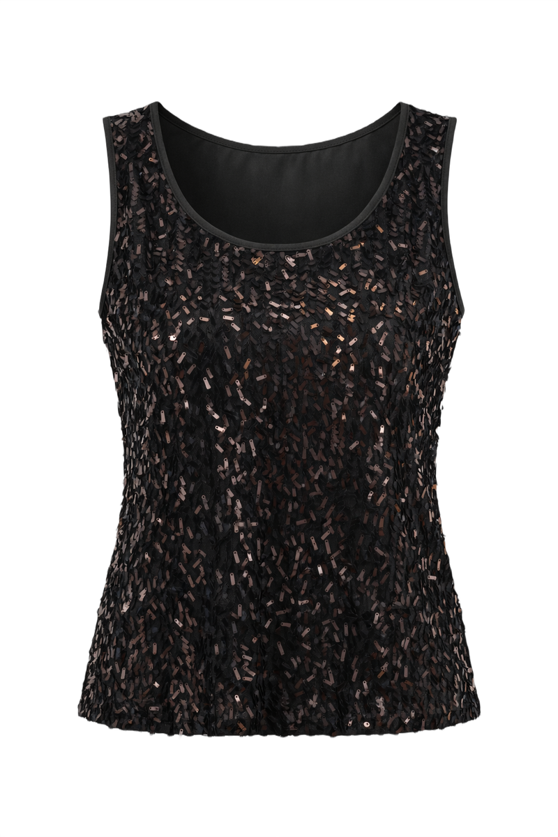 1990s Black Polyester Sleeveless Top - Front View