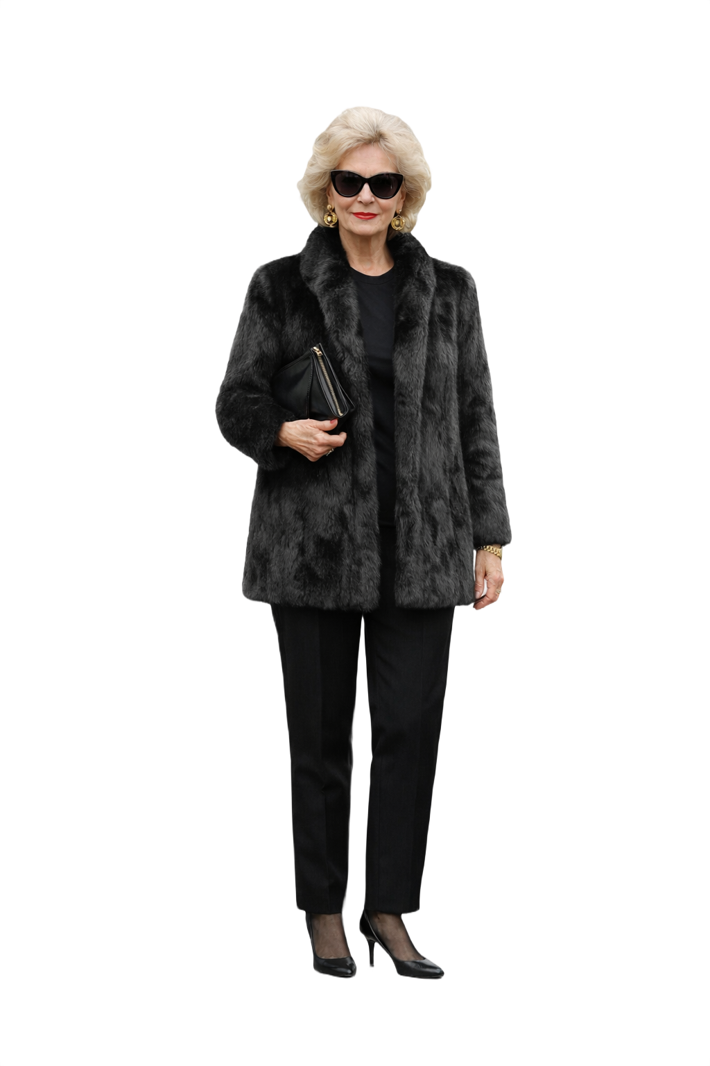 1980s Black Fur Coat - Model