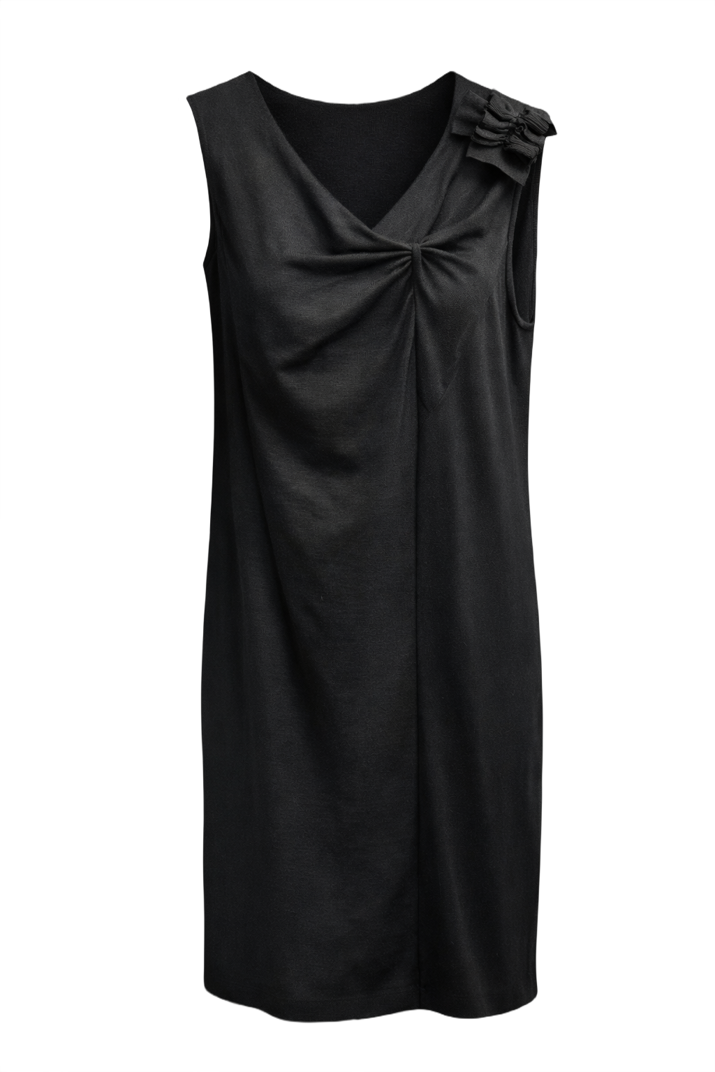 1990s Black Smooth Dress - Front View
