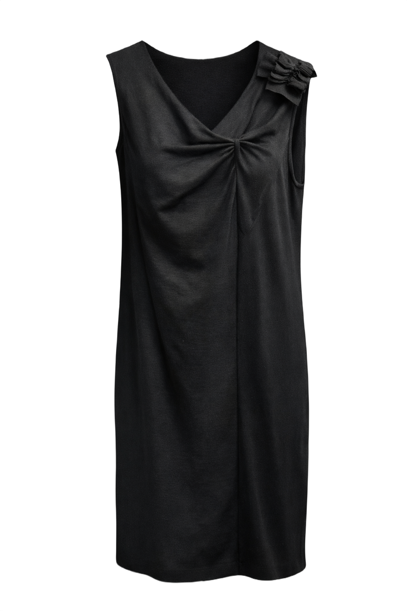 1990s Black Smooth Dress - Front View