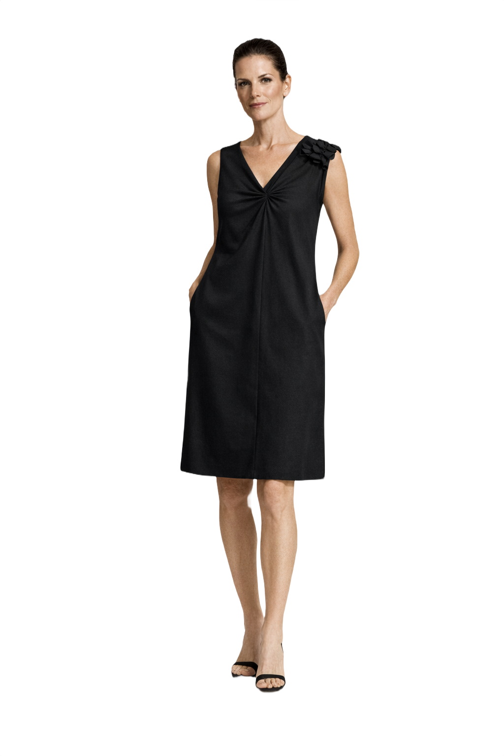 1990s Black Smooth Dress - Model