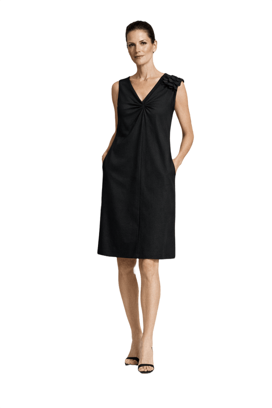 1990s Black Smooth Dress - Model