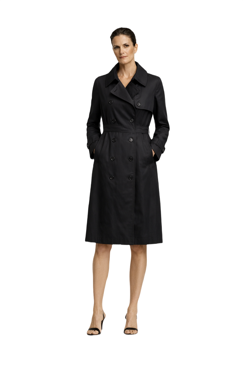1990s Black Cotton Trench Coat - Model