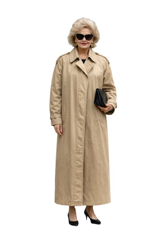 1980s Beige Cotton Trench Coat - Model
