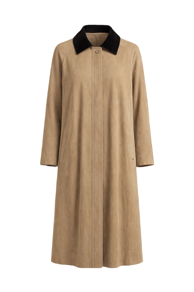 1990s Khaki Cotton Coat - Front View