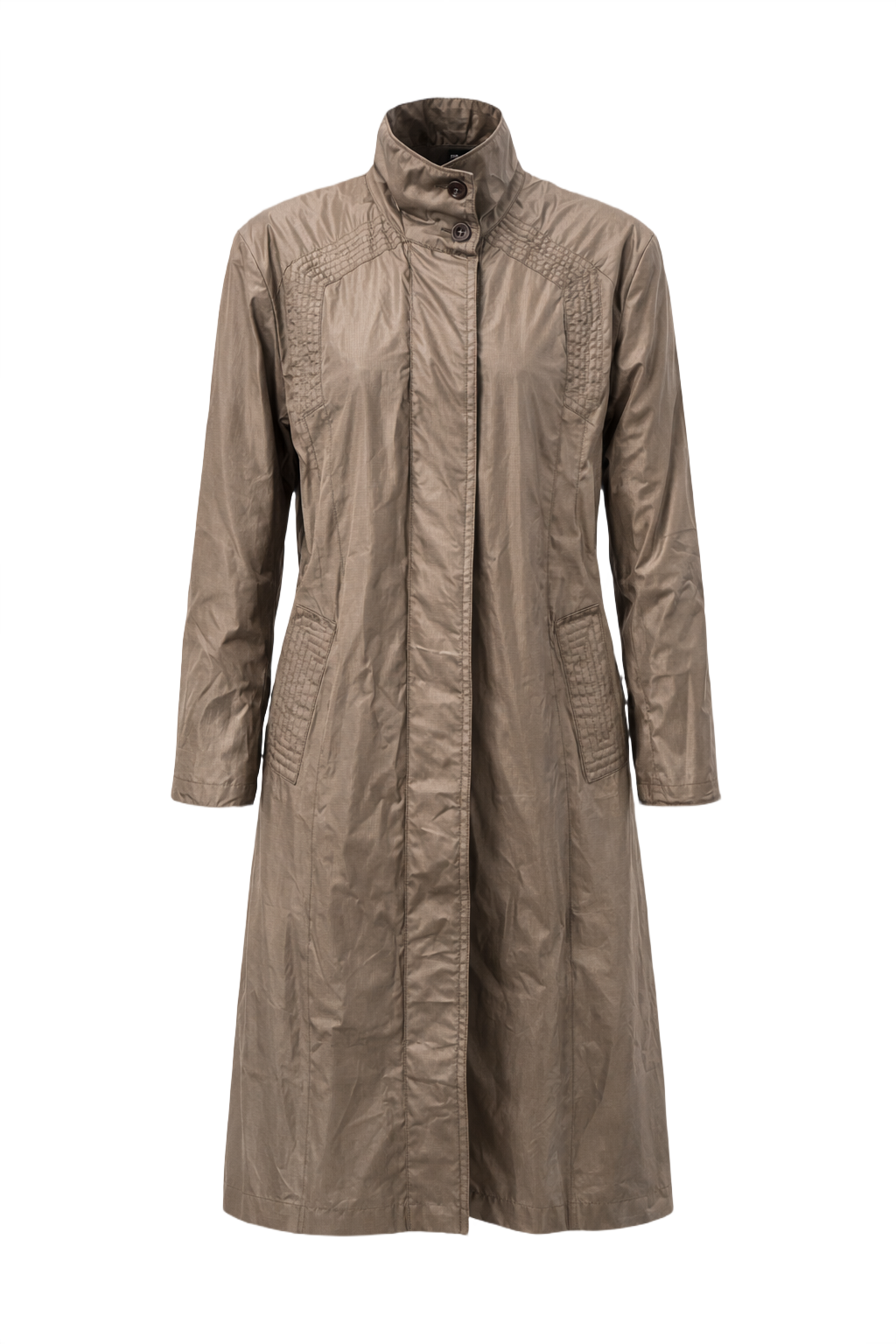 1980s Taupe Synthetic Coat - Front View